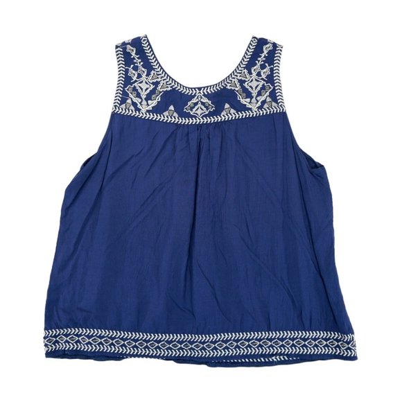 Simply Irresistible Tank Top Extra Large Blue Boho Semi‎ Sheer V Neck - Picture 2 of 4